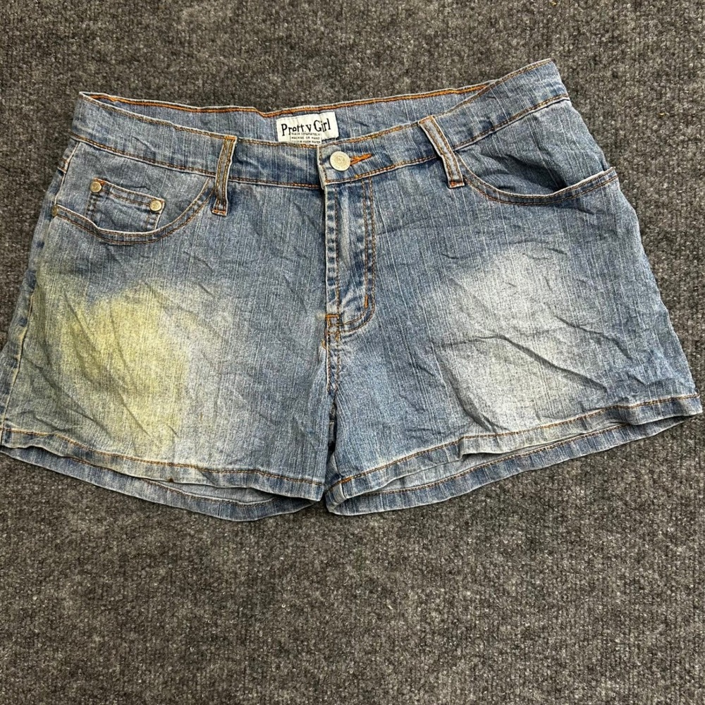 Pretty Girl Denim Shorts Womens Size 9/10 Blue Low Rise Casual Stretch Stained